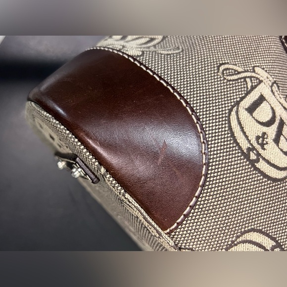 Vintage Dooney & Bourke Signature Zip Around Donegal Crest Domed Satchel Bag - Picture 11 of 16